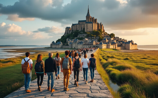 partez à la découverte du mont saint-michel lors d'un voyage en groupe inoubliable alliant histoire, nature et convivialité.